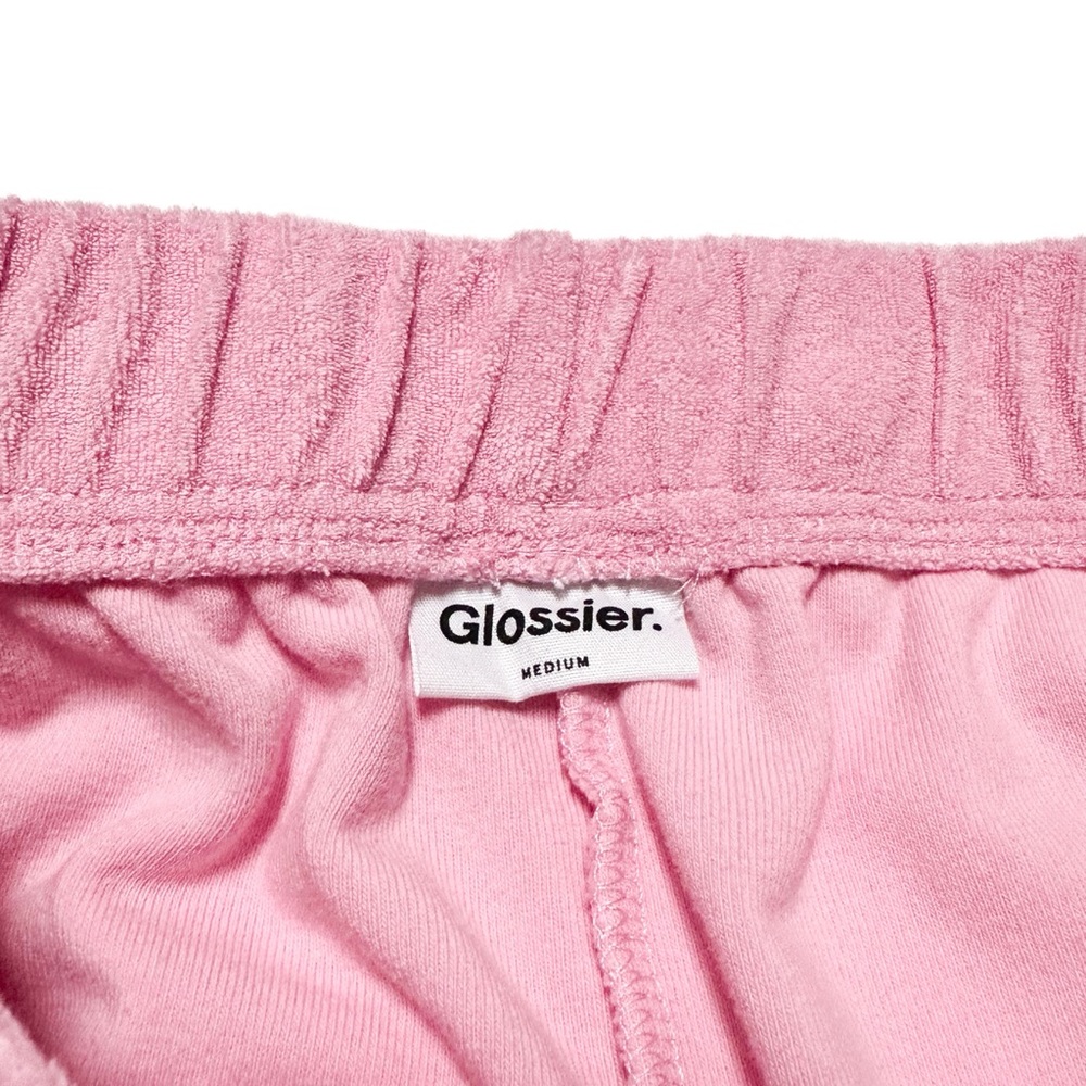 Glossier Summer Capsule Collection Terry Cloth Shorts Retro Pink Limited Edition - Picture 2 of 9